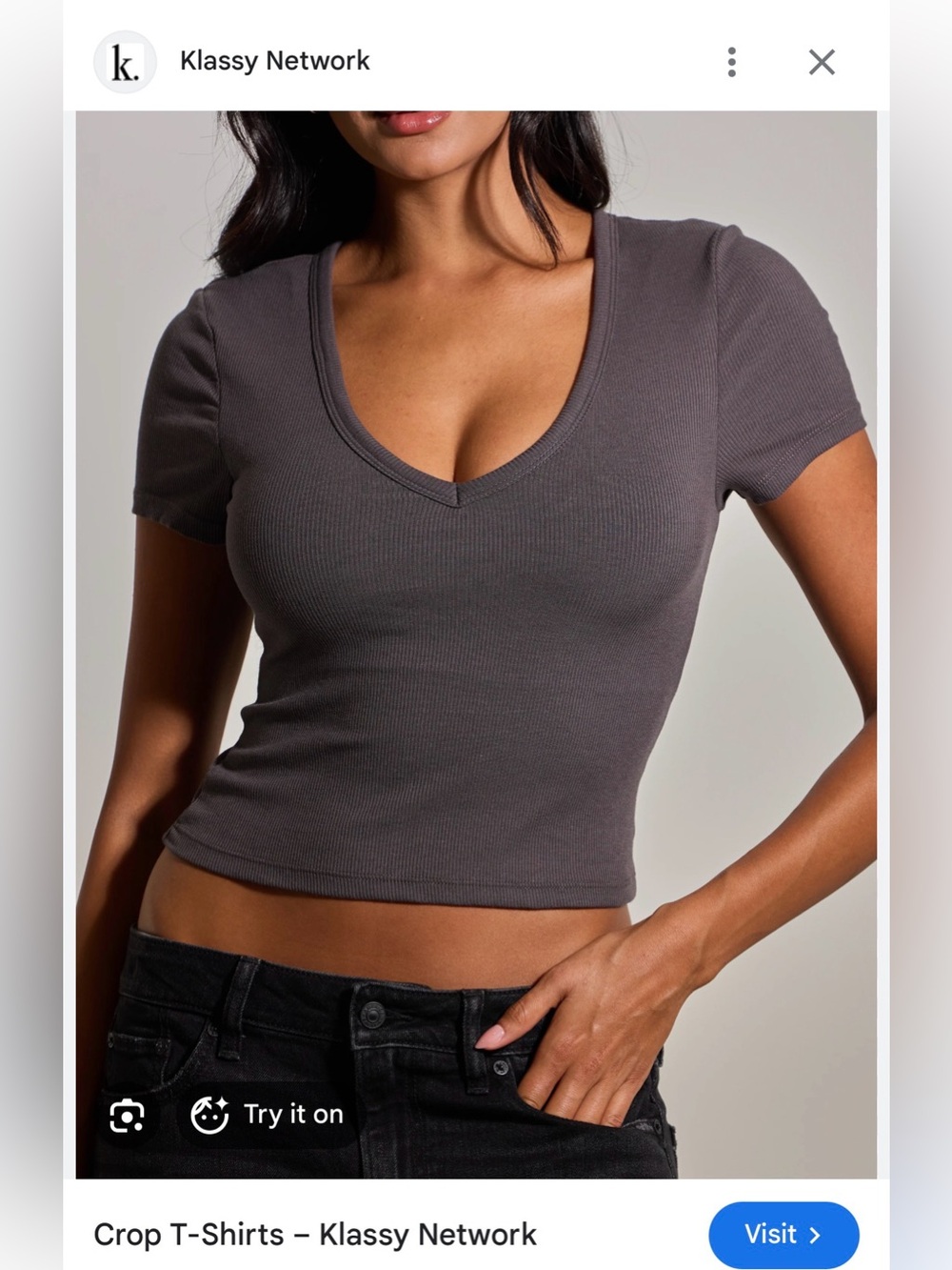Klassy Network Rust V-Neck Ribbed Crop Top - Picture 4 of 4